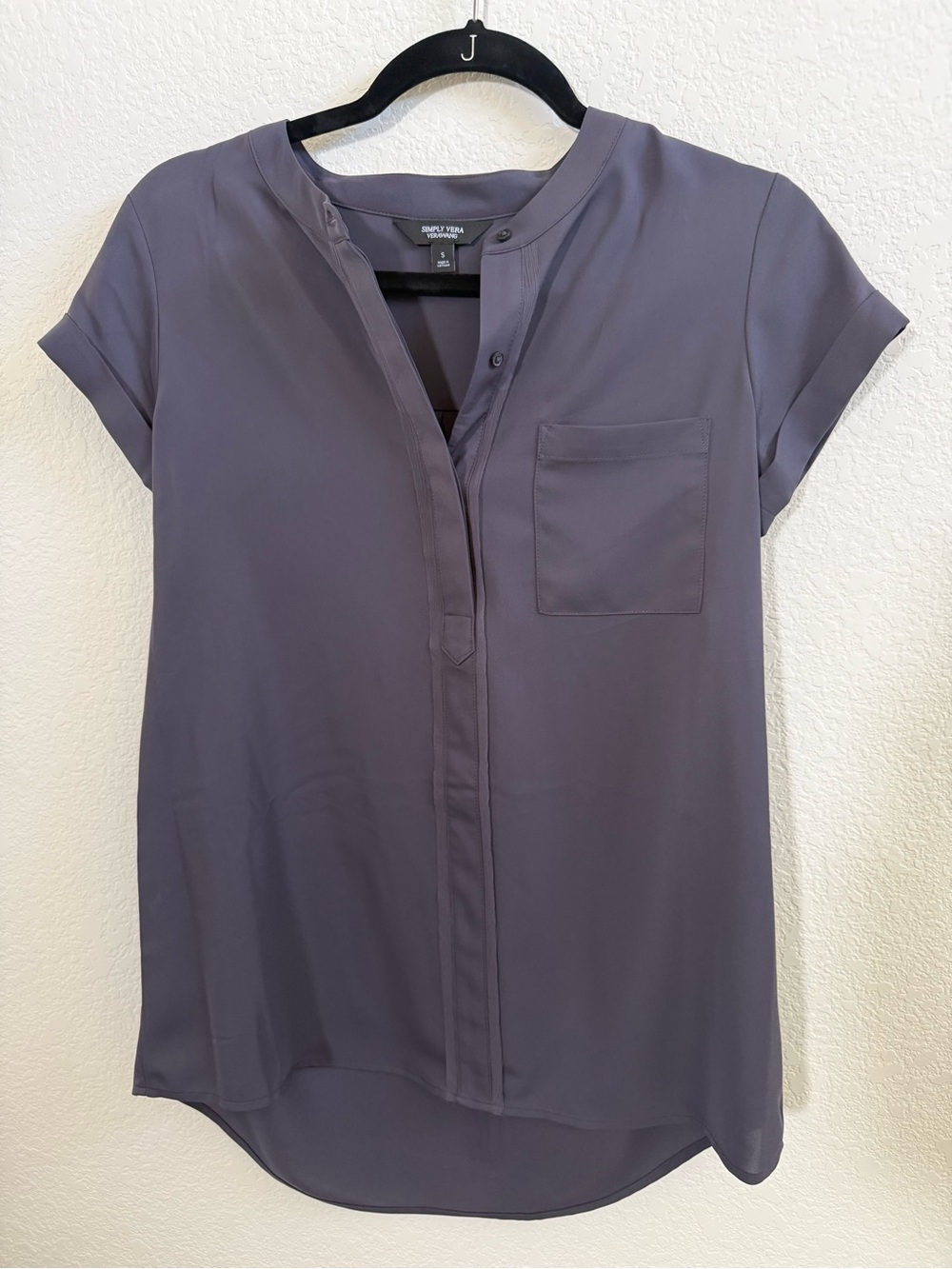 Simply Vera Vera Wang Slate Purple Short-Sleeve Blouse